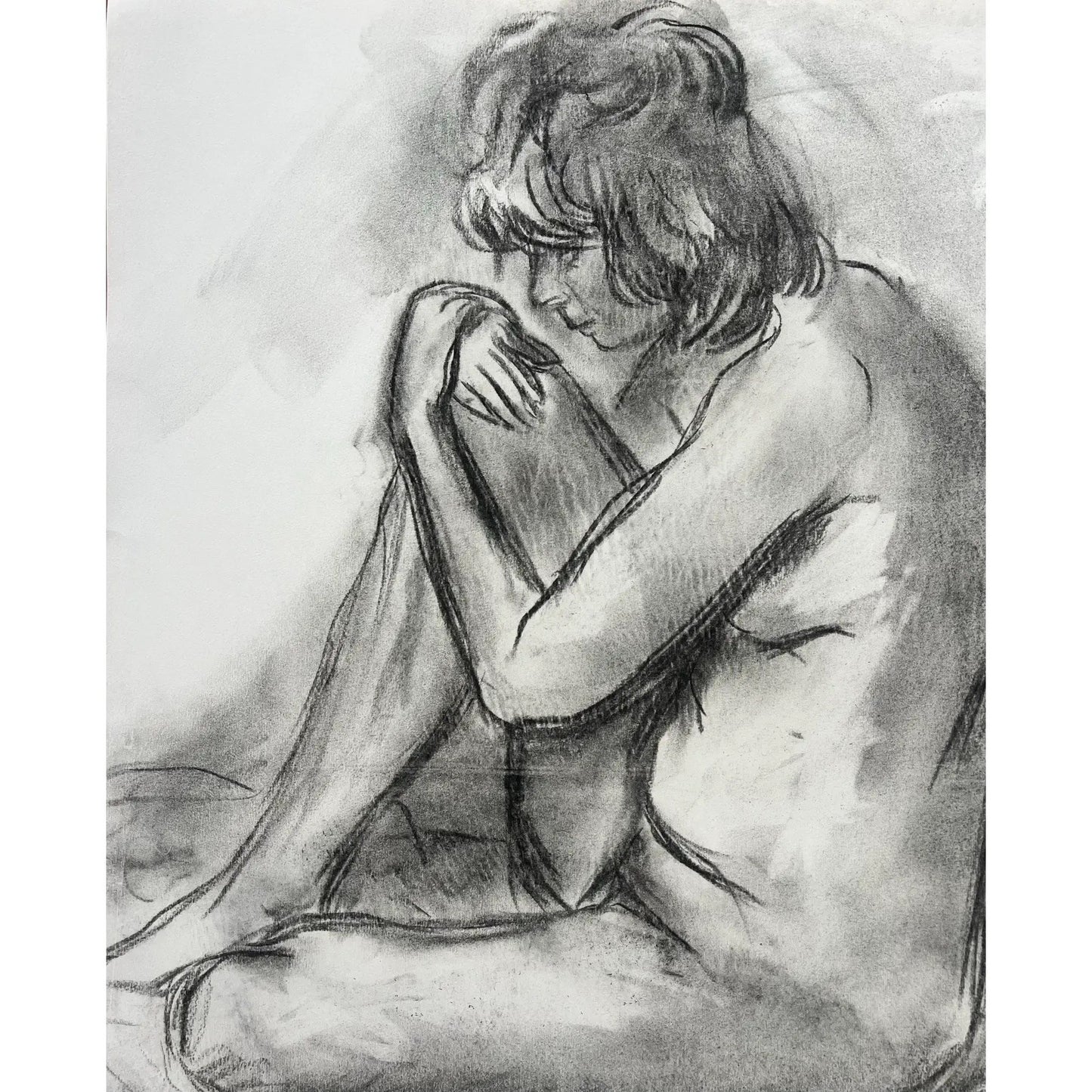 Barbara Beck Figurative Nude Charcoal Sketch on Paper 1970s