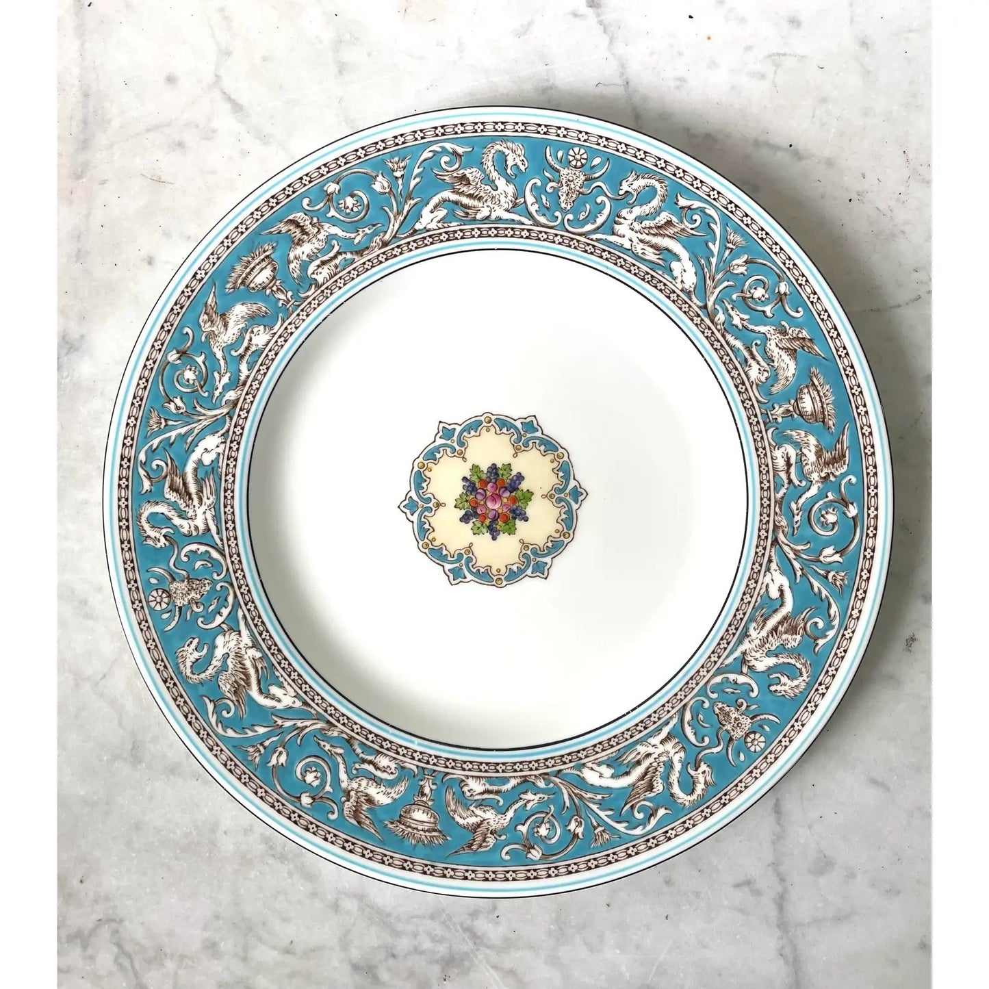 Wedgwood Florentine Dinner Plate, 10.75", Turquoise, Vintage
