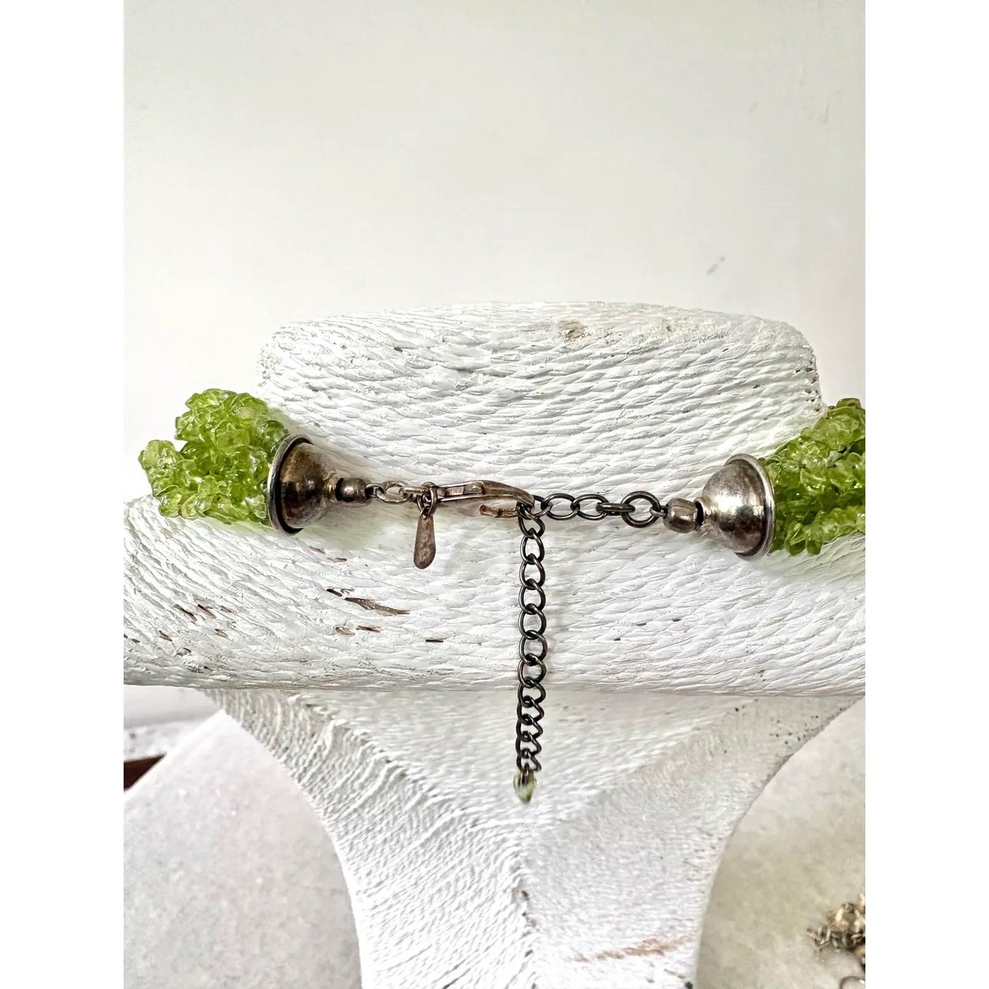 Vintage Multi Strand Peridot and Sterling Silver Necklace