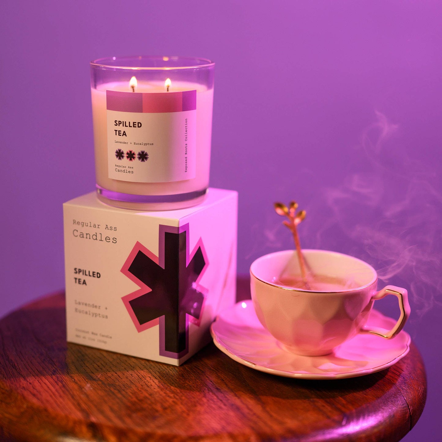 Regular Ass Candles - SPILLED TEA Lavender, Chamomile, Eucalyptus 11oz Candle