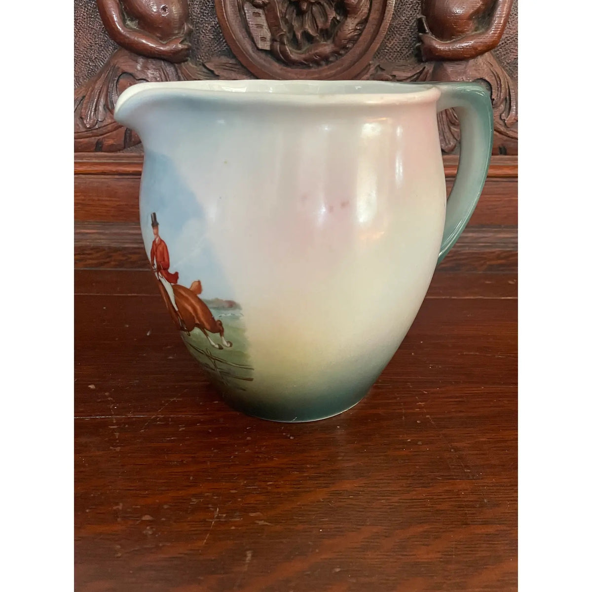 19th Century German Hunt Scene Pitcher by Wittelsbach