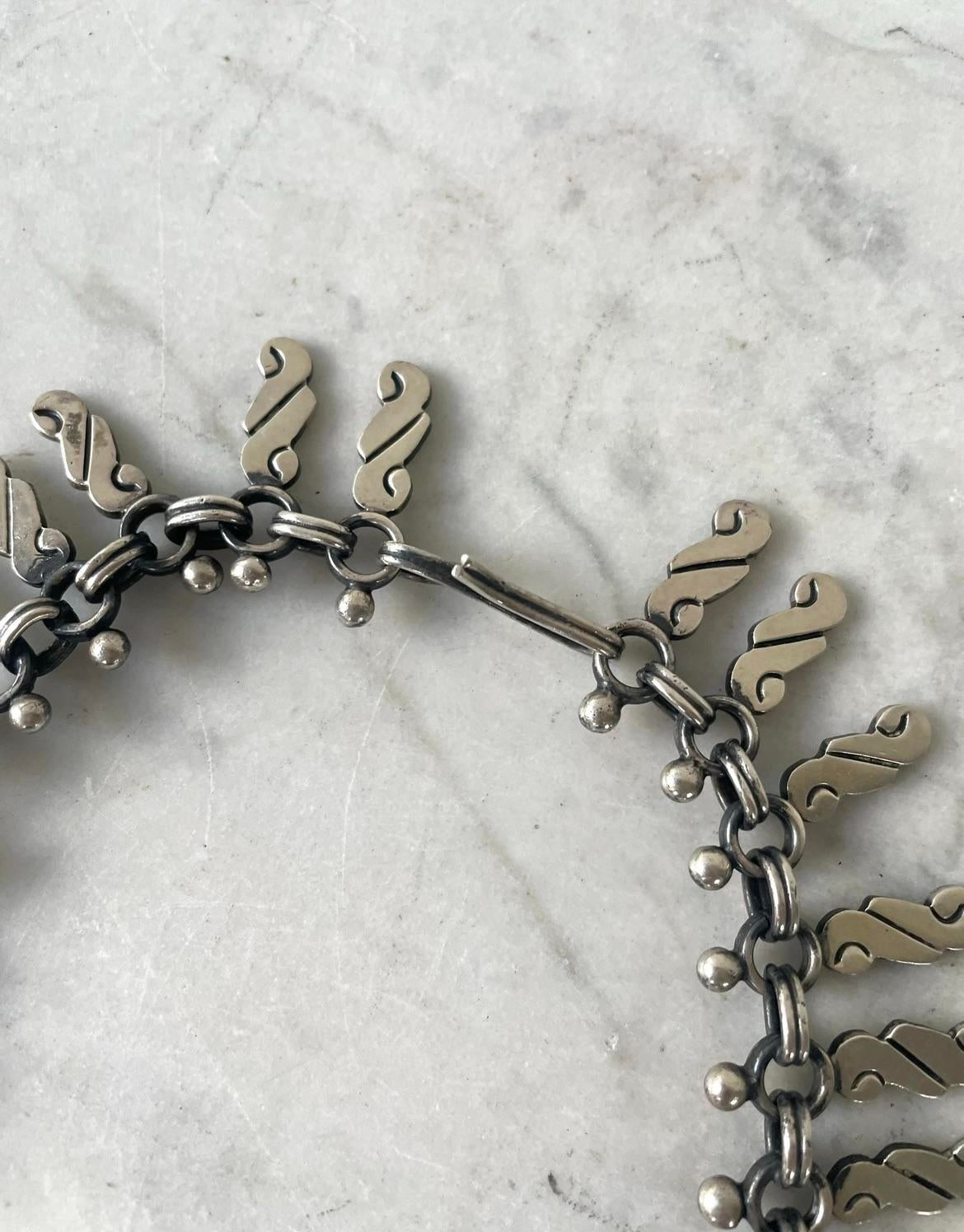 Dulce Sterling Silver Spray Link Necklace 1980s