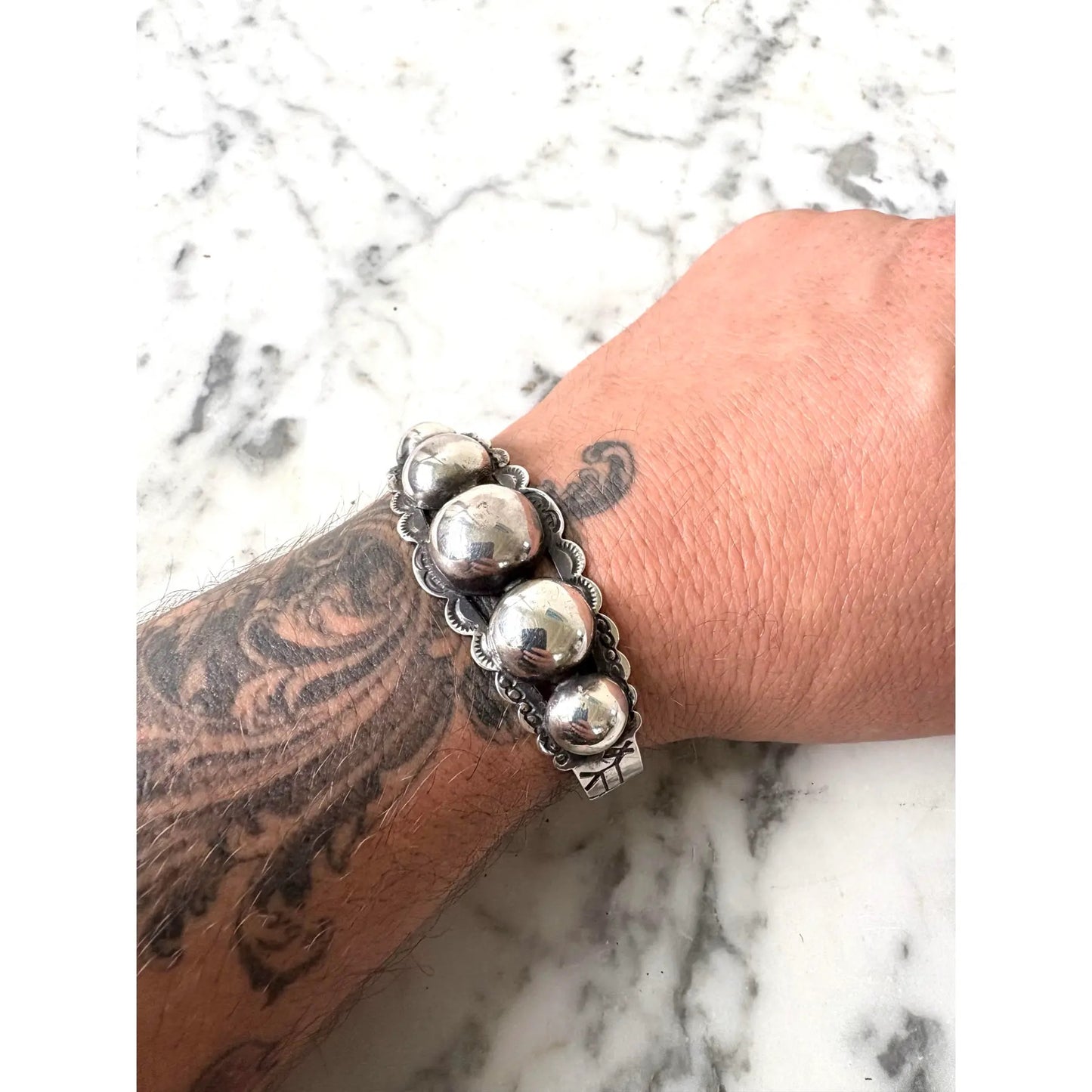 Pulsera de puño Navajo de plata de ley vintage, de Fred Harvey