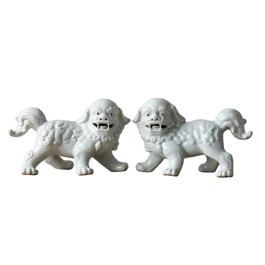 Juego de leones de porcelana de Jingdezhen, Matthew Izzo Home Collection