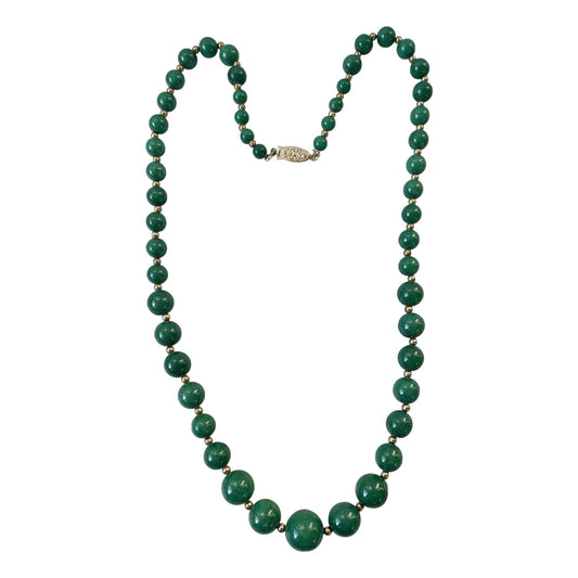 Jade Nephrite and Gold Beaded Necklace