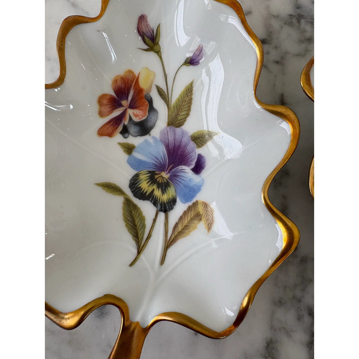 Limoges France Hand-painted Porcelain Accent Trays. Set of 2