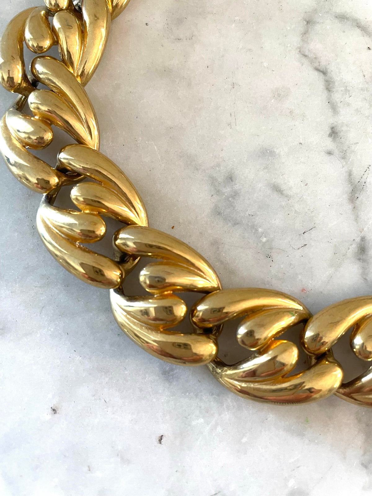1980s Gold Heavy Link Chain Necklace