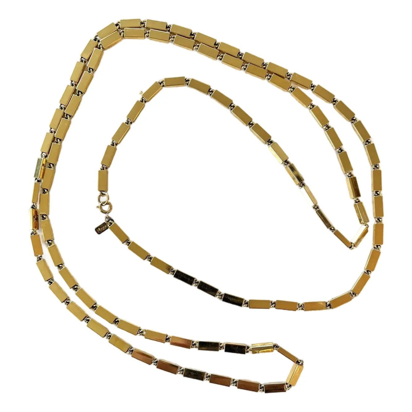 Collar largo de cadena Monet tono dorado de los 80