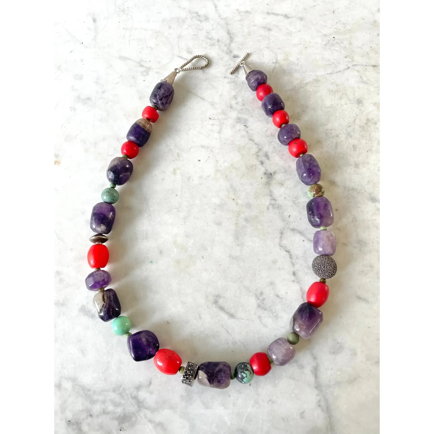 Mixed Beaded Necklaces, Antique Amethyst, Turquoise, African Beads, Designed by Matthew Izzo