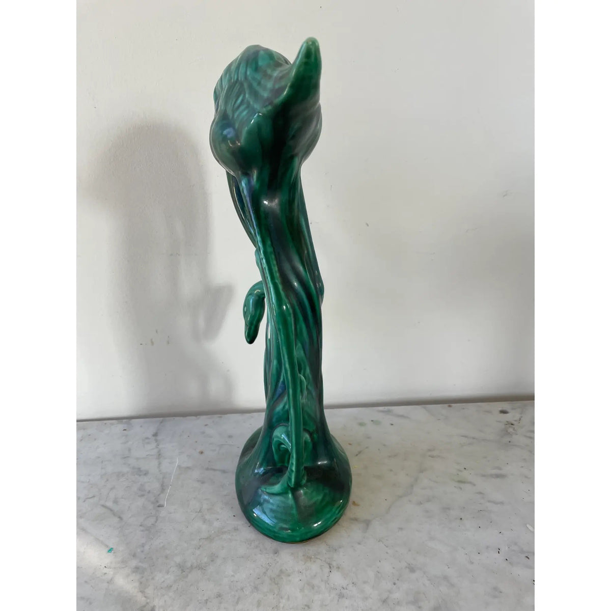 Vintage Emerald Green Ceramic Flamingo