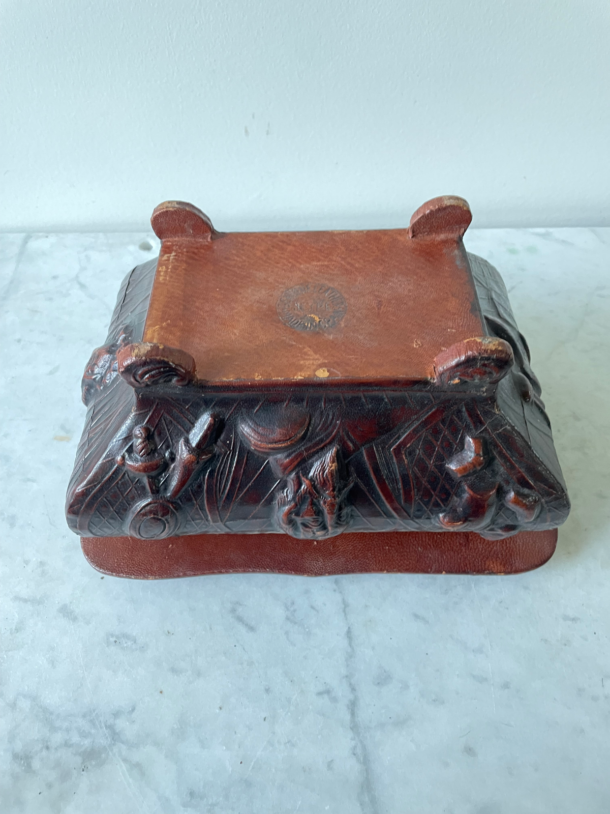 Leather Relief Jewelry Box Made in Spain