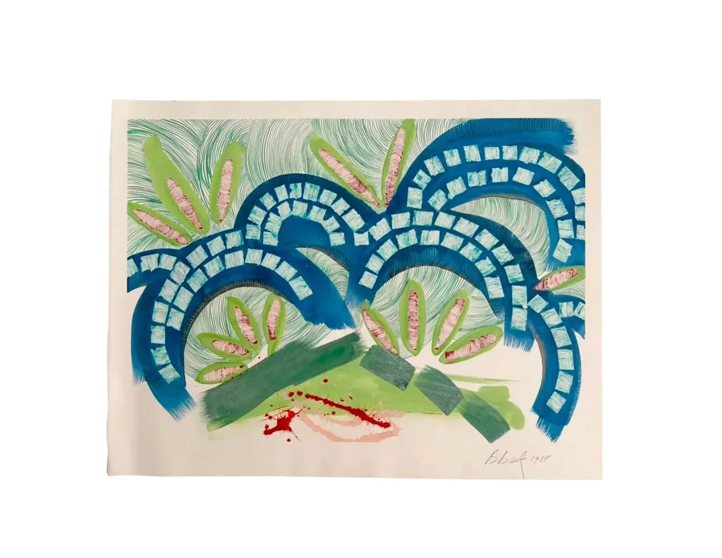 Barbara Beck 1988 Abstract Watercolor Painting on Paper