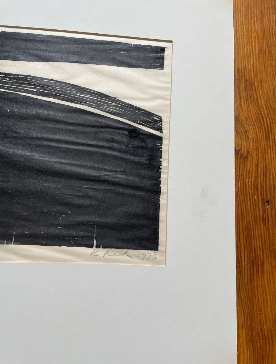 Barbara Beck 1973 Matted Woodblock Print on Paper
