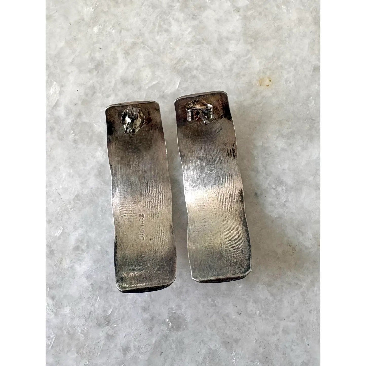 Vintage Sterling Silver Pierced Earrings, Pair