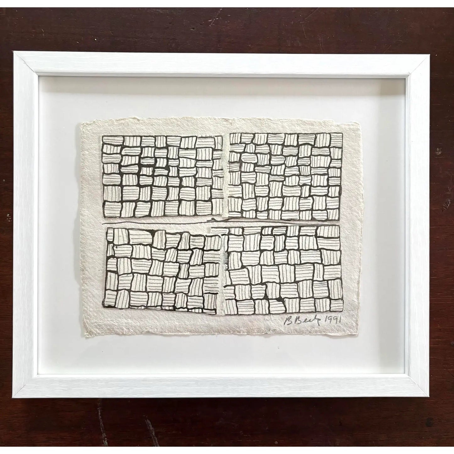 Barbara Beck 1991 Ink on Paper, Cut Paper Collage - Signed/Dated