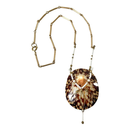 Pearls Over Shell Gold Plated Chain Necklace