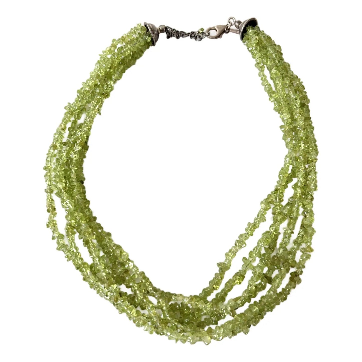 Vintage Multi Strand Peridot and Sterling Silver Necklace