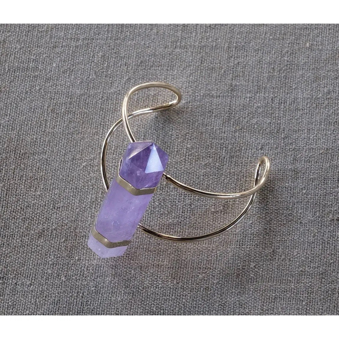 Amethyst and Gold Plated Wire Cuff Bracelet