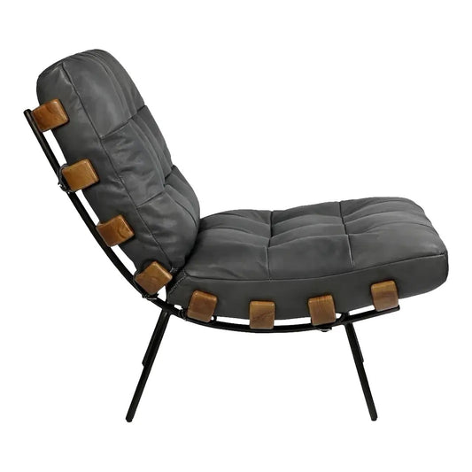 Leather and Wood Mid Century Style Langdon Chair, by Matthew Izzo Home