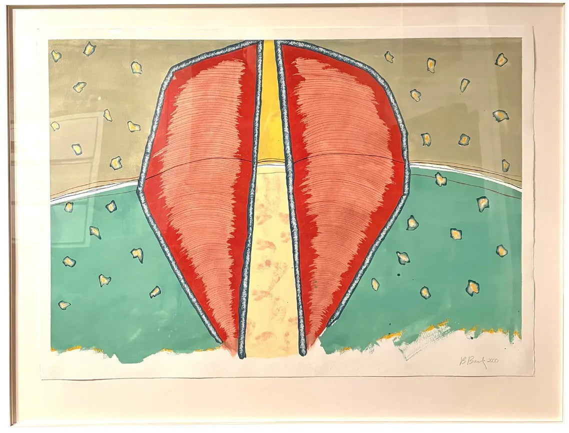 Barbara Beck 2000 Abstract Watercolor Painting on Paper in Original Wood Frame