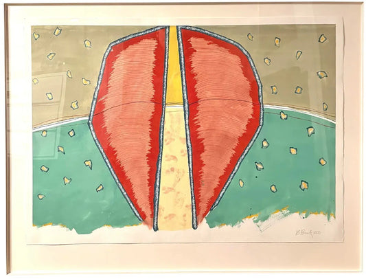 Barbara Beck 2000 Abstract Watercolor Painting on Paper in Original Wood Frame
