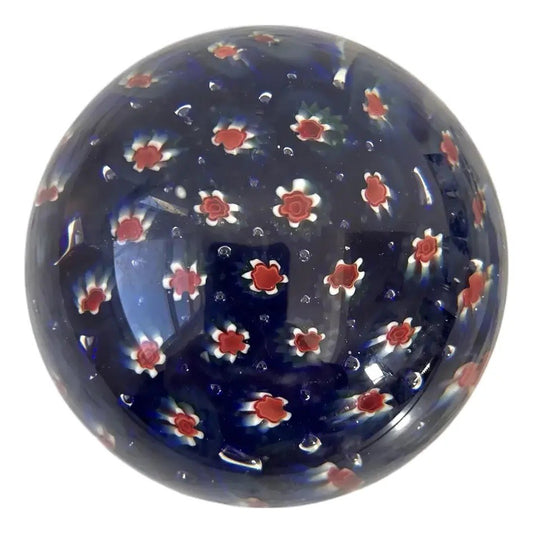 Murano Glass Millefiori Paperweight With Mini Flower Design