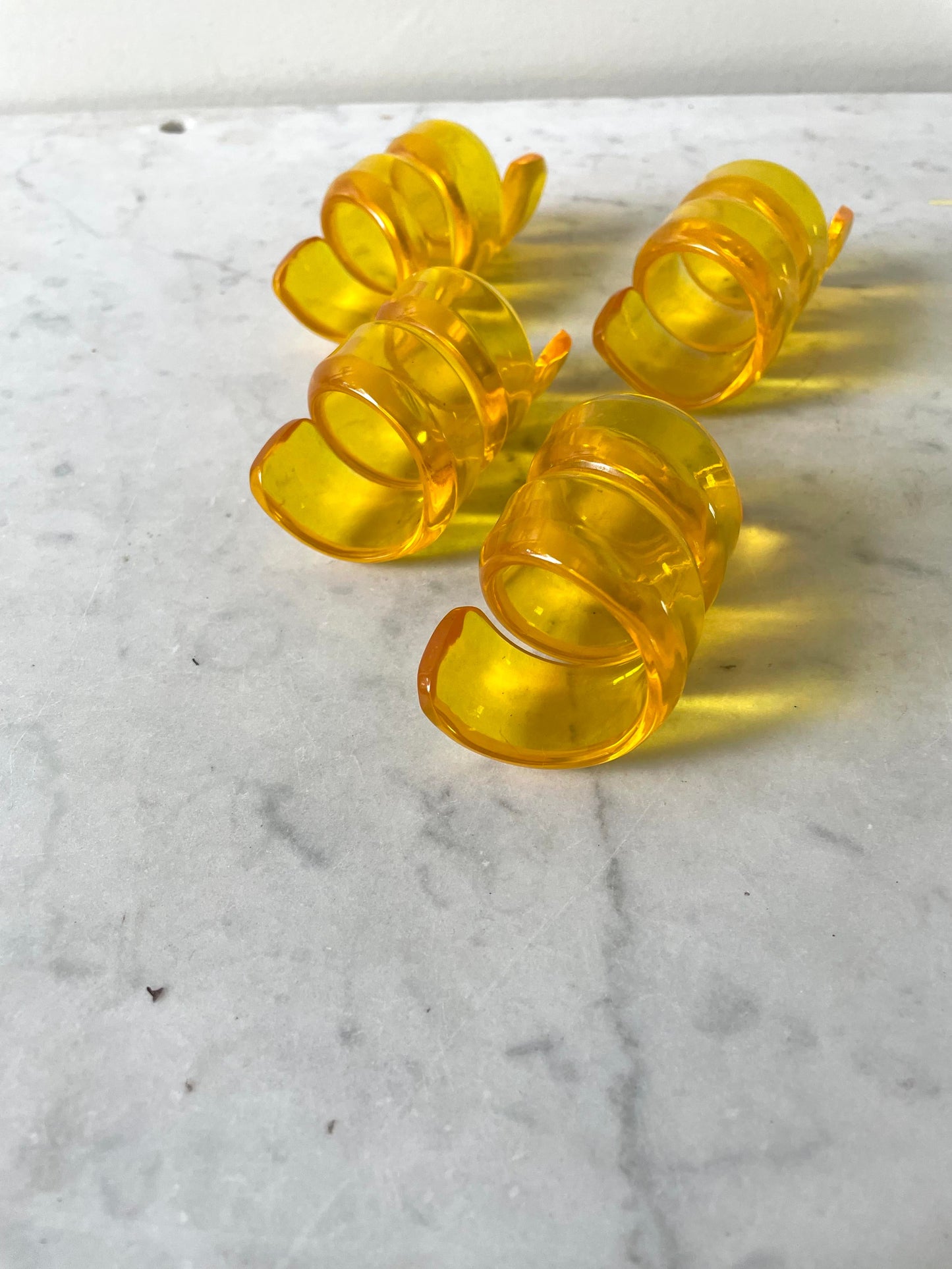 Vintage Yellow Acrylic Twist Napkins Rings