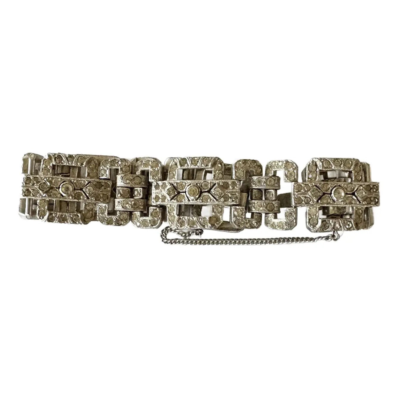 Art Deco Rhinestone Link Bracelet