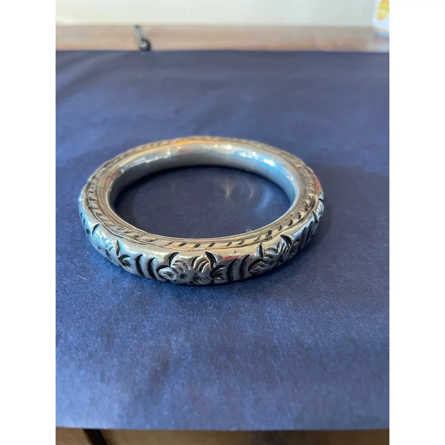 Vintage Sterling Silver Flourish Bangle Bracelet