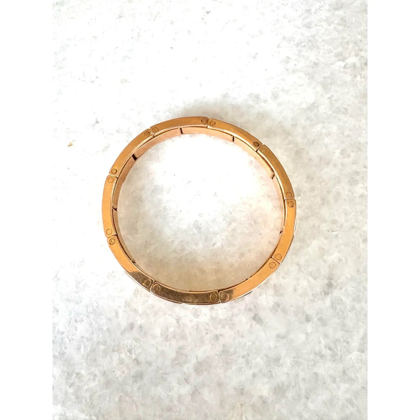 Pulsera expansible de oro laminado de 14k, antigua y rara, de Ostby & Barton, 1907, con relieve floral de triple corona