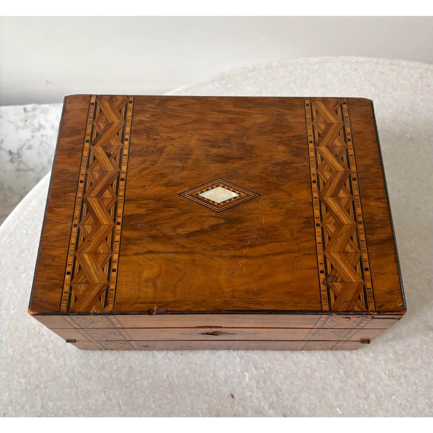 Antique Mahogany English Jewelry Box