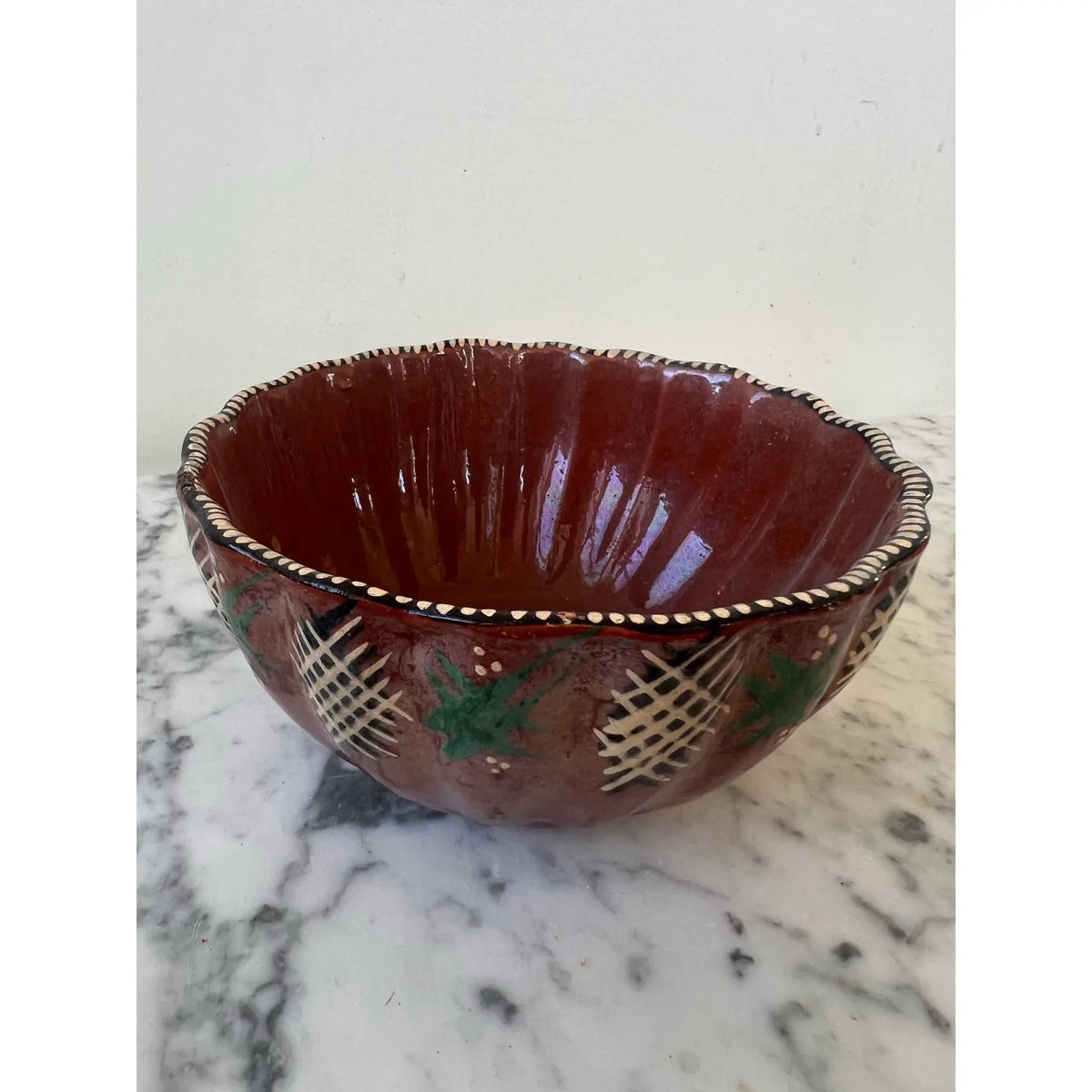 Small Handpainted Terra Cotta Bowl