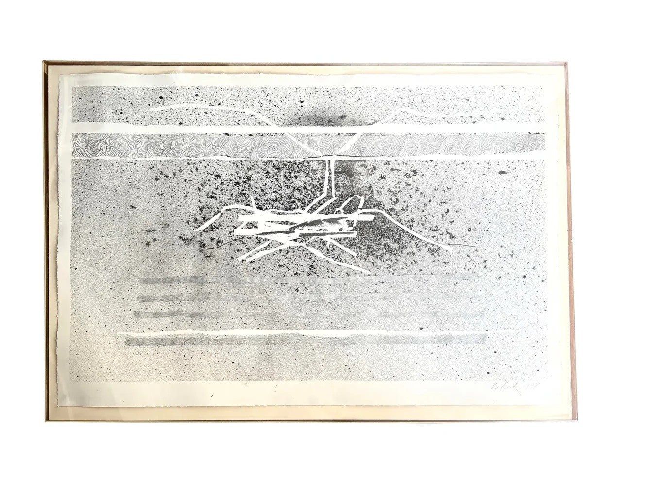 Barbara Beck Framed 1978 Painting on Paper in Acrylic Shadow Box Frame