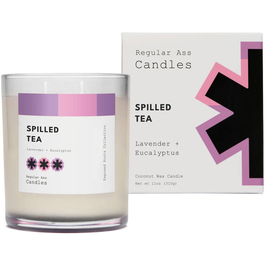 Regular Ass Candles - Spilled Tea:  Lavender, Chamomile, Eucalyptus 11oz Candle