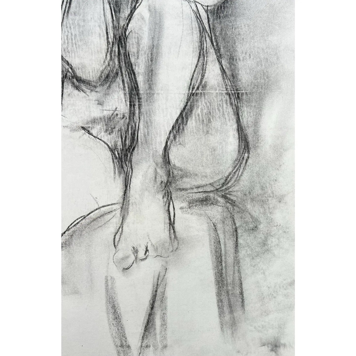 Barbara Beck Figurative Nude Charcoal Sketch on Paper 1970s