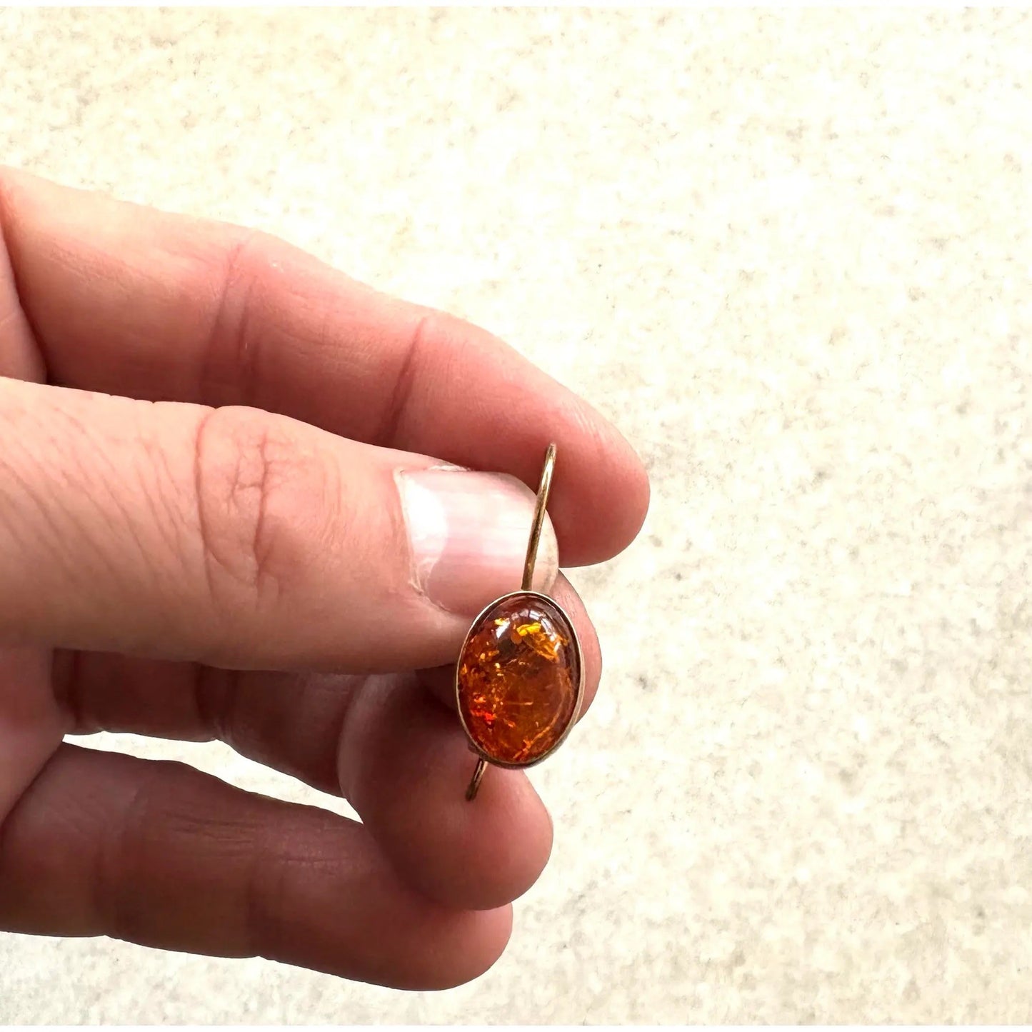 Gold Over Sterling Silver Amber Earrings