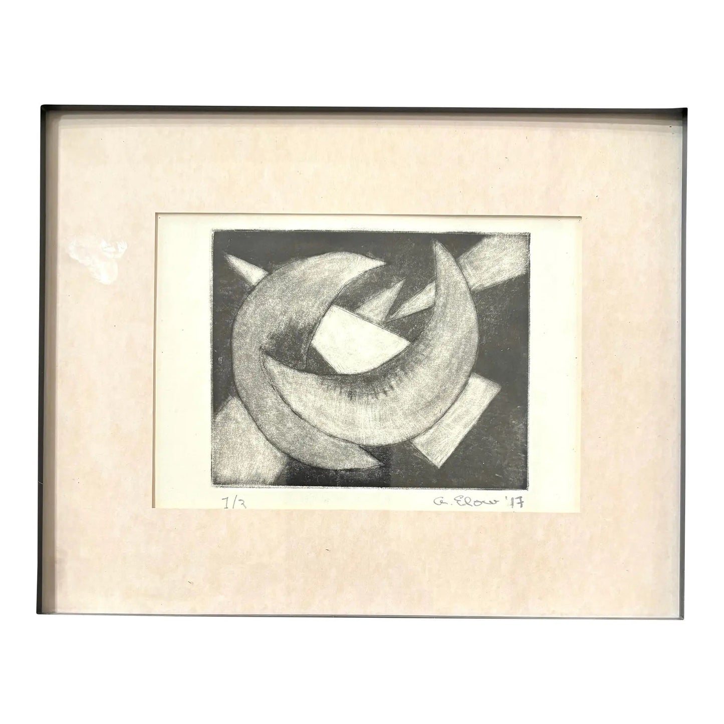 Alon Elow Abstract Etching Made by Artist in NY Studio Signed in Pencil