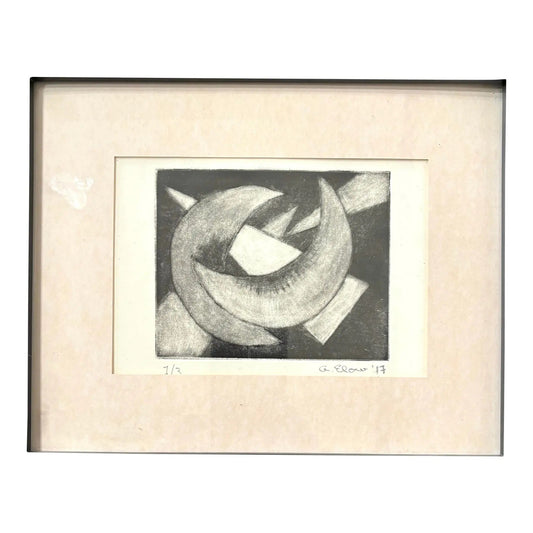 Alon Elow Abstract Etching Made by Artist in NY Studio Signed in Pencil