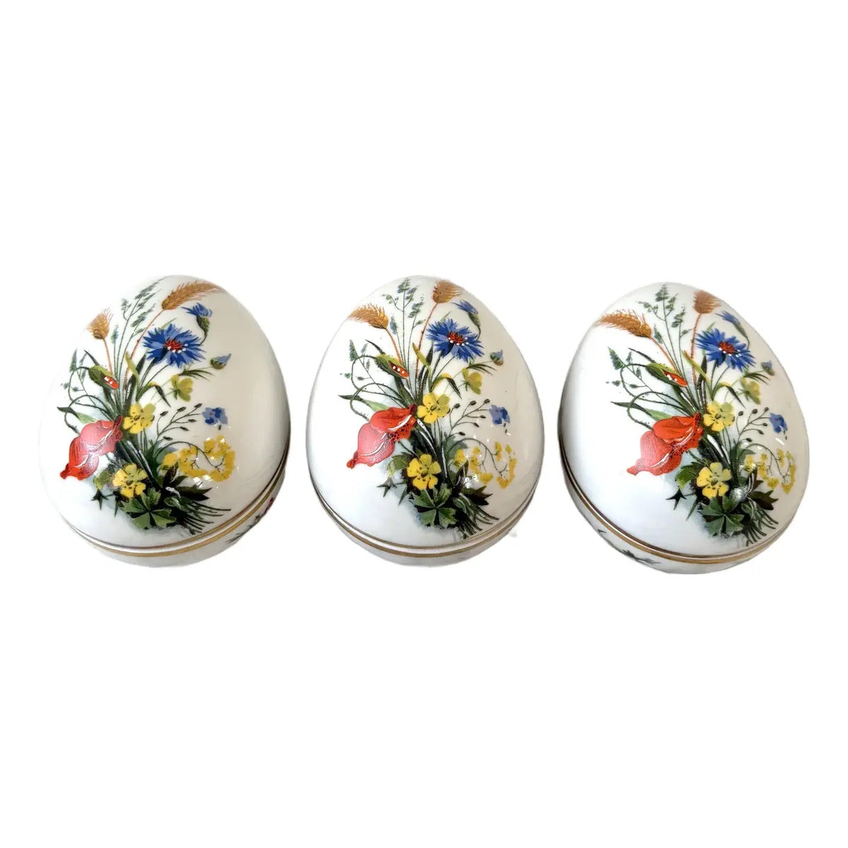 Limoges France Hand-painted Porcelain Jewelry or Trinket Box, Set of 3