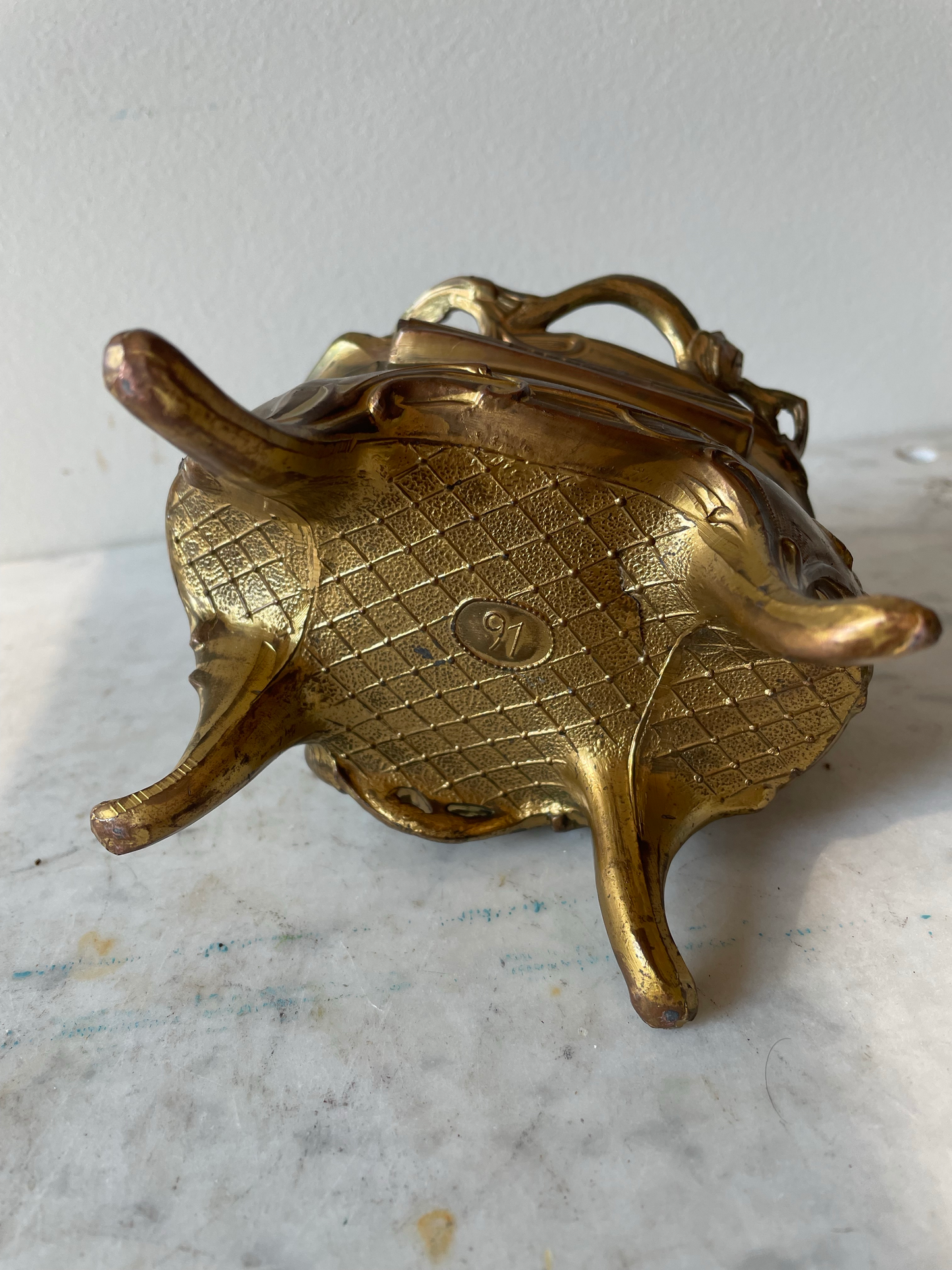 Art Nouveau Cast Metal Jewelry / Trinket Box