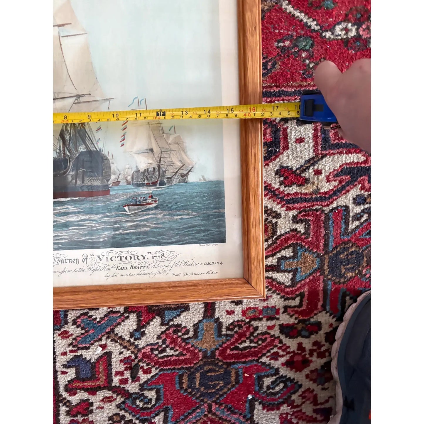 Framed Vintage Nautical Painting "The First Journey, 'Victory'"