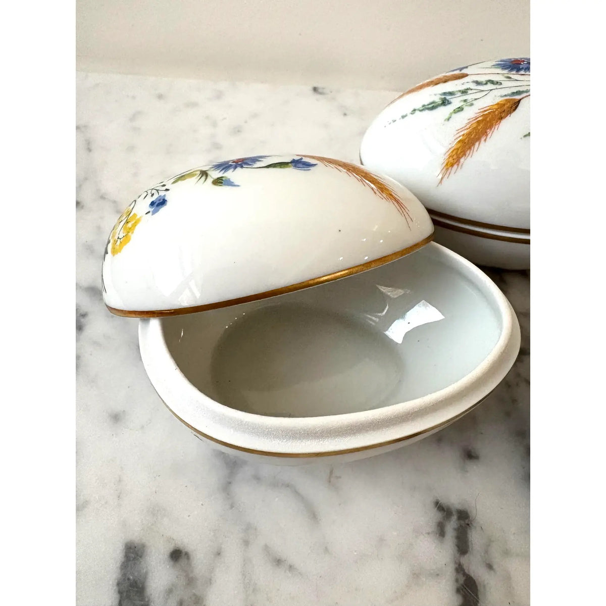 Limoges France Hand-painted Porcelain Jewelry or Trinket Box, Set of 3
