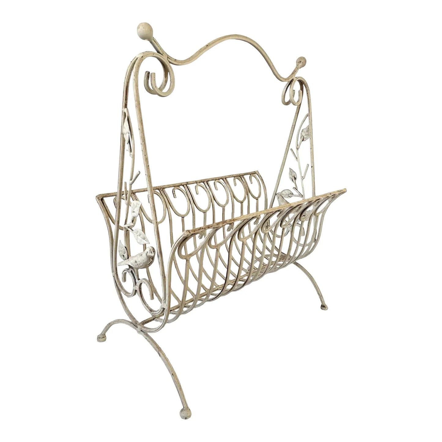 1950s Iron Magazine Rack With Lovely Bird Details