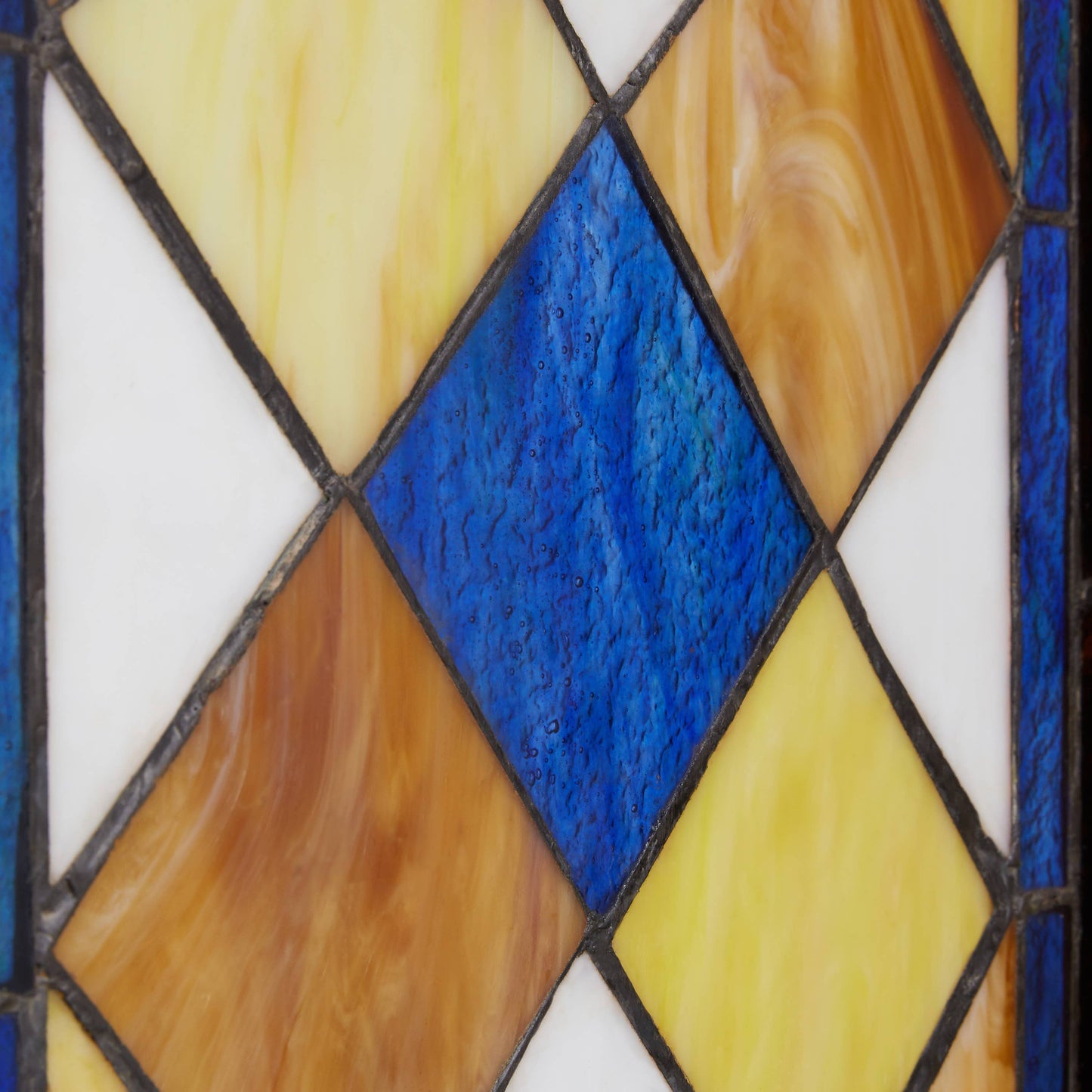 Victorian Style Checkerboard Stained Glass Window Panel