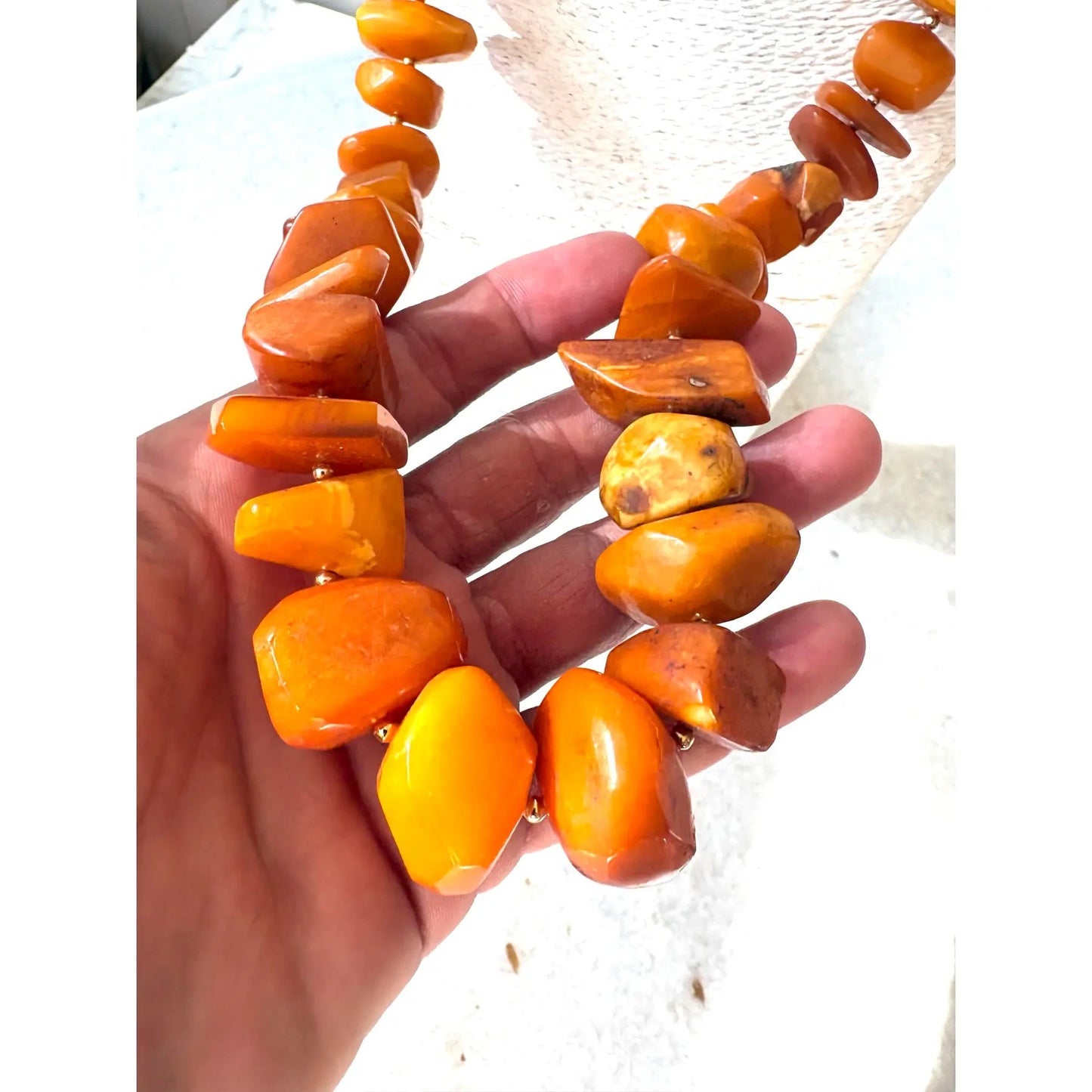 Vintage Butterscotch Amber Beaded Necklace