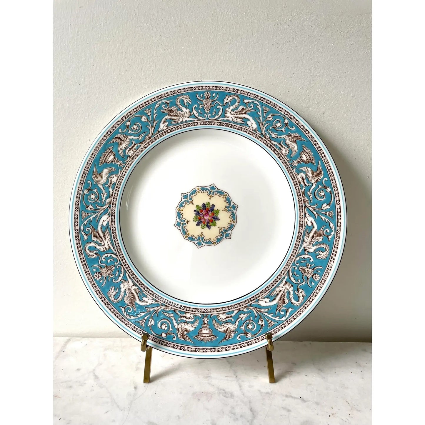 Wedgwood Florentine Dinner Plate, 10.75", Turquoise, Vintage