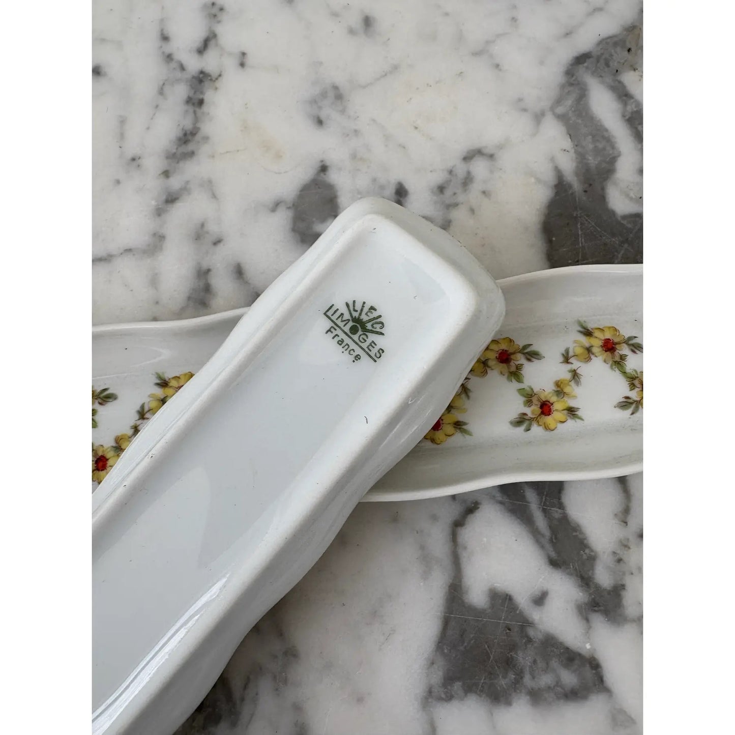 Limoges France Hand-painted Porcelain Jewelry or Trinket Trays, Set of 2