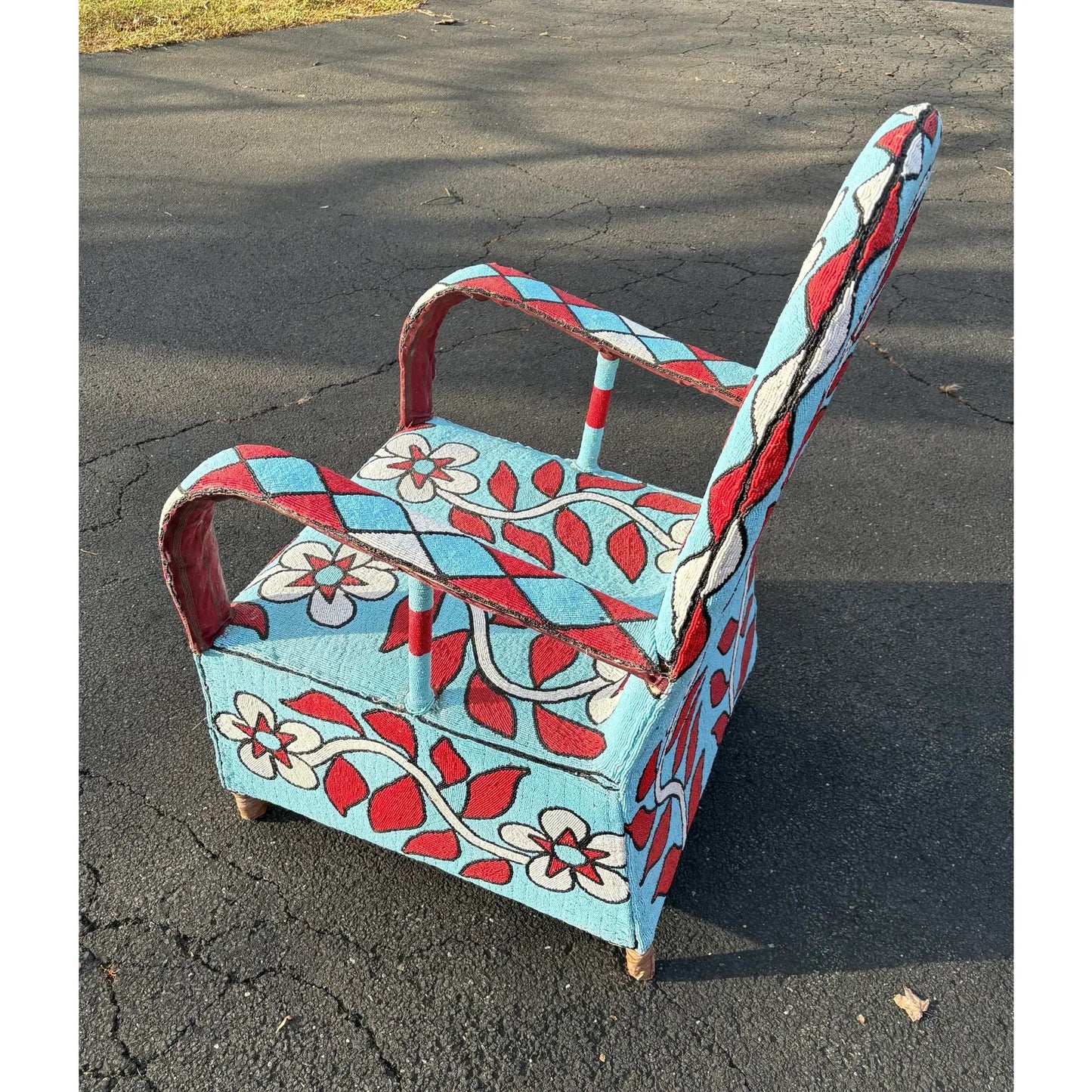 Yoruba Beaded Chair, a Traditional Nigerian Piece of Furniture Originally Made for Royalty