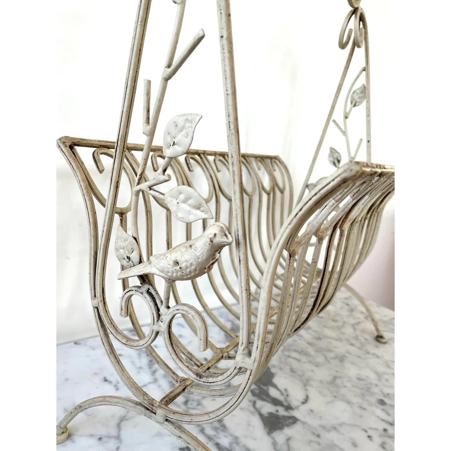 1950s Iron Magazine Rack With Lovely Bird Details