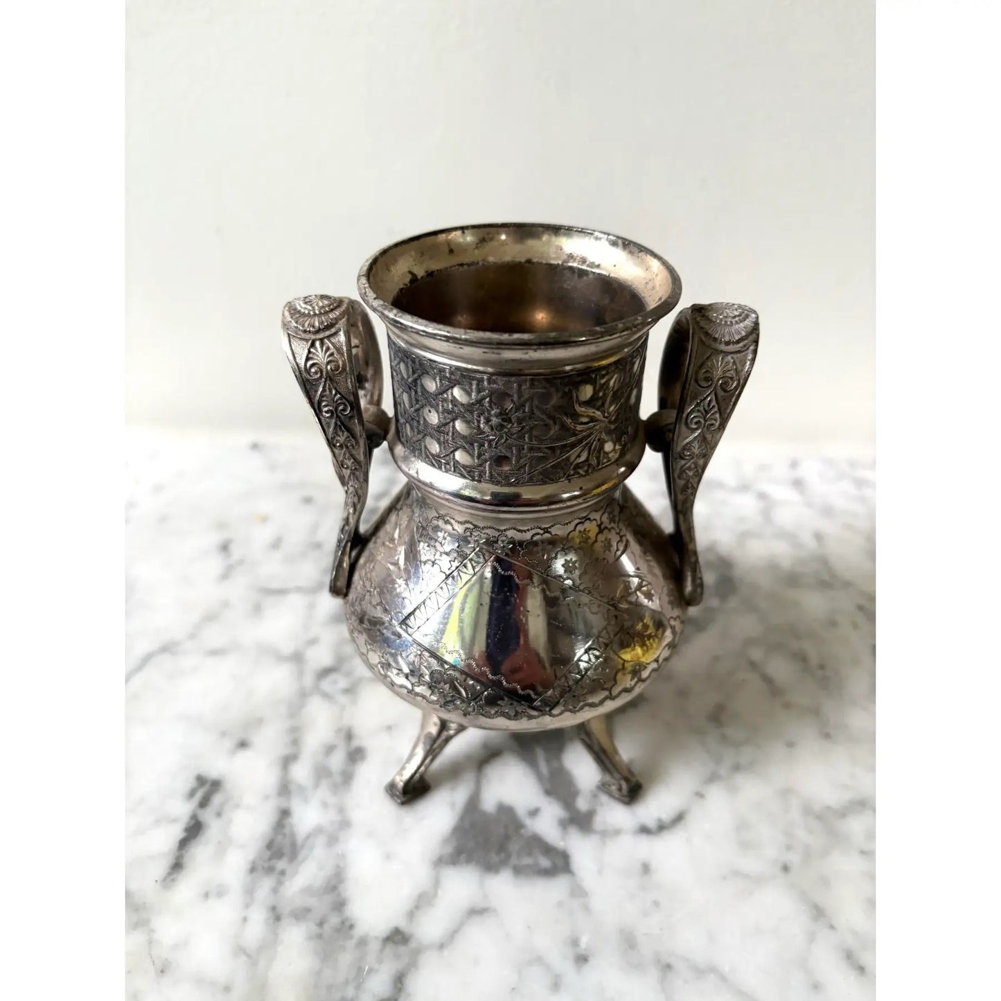 Early 20th Century Etched Silver Plated Face